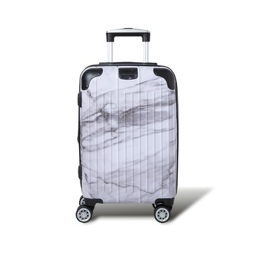 【Alldma鷗德馬】20吋大理石紋拉鏈登機箱S4-白大理石(贈保護套C2+B2棋盤束帶)