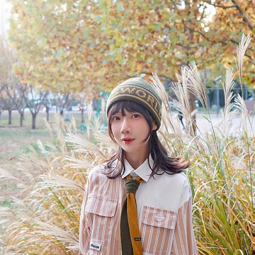 毛線帽【ISW】悉心界字母翻邊毛線帽-綠色 (四色可選)