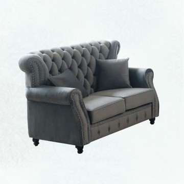 文創集 伯特亞法式灰輕柔絨布二人座沙發椅-155x90x102cm免組