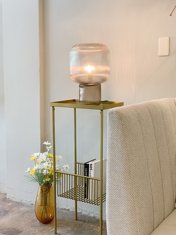 【Hübsch】－020606 黃銅色金屬工業風收納邊桌 置物架 玄關收納