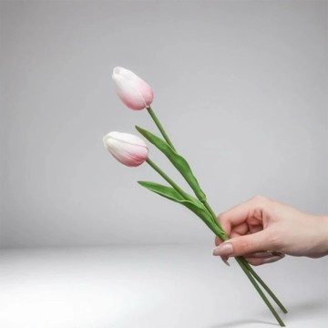 荷蘭蜜桃鬱金香仿真花花材(5入組) 櫻花粉