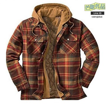 【加厚保暖】棉衣外套 男裝外套 秋冬外套 格紋棉衣 連帽棉服 歐美風 加絨內裡 長袖襯衫款 休閒百搭 秋冬出行必備