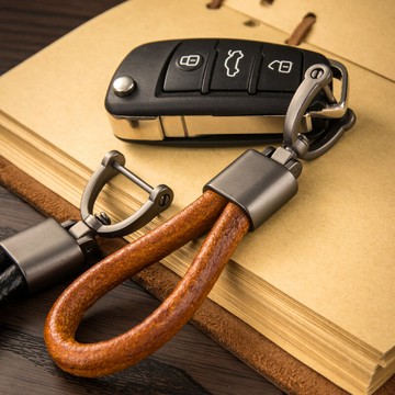 真皮掛繩鑰匙扣汽車遙控器掛件創意個性鏈馬蹄圈環男女情侶鎖匙扣