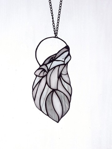 狼和月亮彩色玻璃捕夢網嚎叫的月球狼太陽捕手