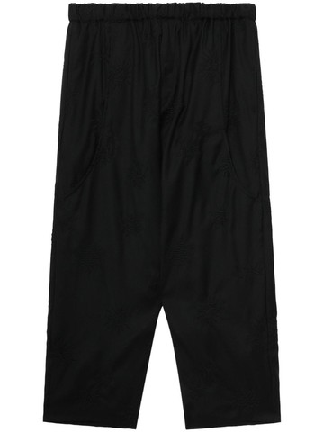 Black Comme Des Garçons - drop-crotch cropped trousers - unisex - Wool - S