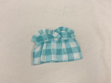 藍綠色格子小洋裝-20公分棉花娃娃衣服