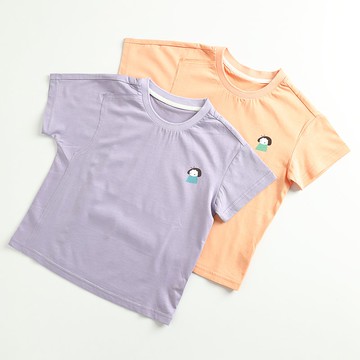 【出清優惠】 簡約印花棉T 紫/橘