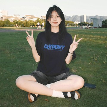 【現貨！當天出貨】女生上衣 純棉重磅衣服 加大碼寬鬆短袖 oversized t恤 美式上衣 設計感女裝 韓系百搭短t