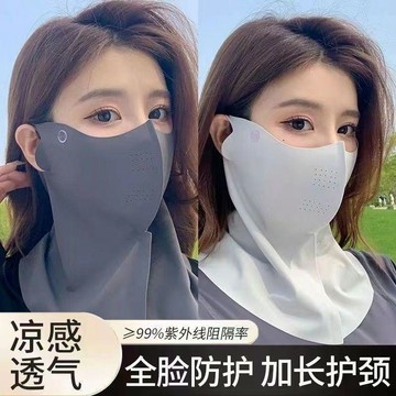8593 用戶標註💝夏季戶外防曬面罩遮臉防紫外線防曬面紗遮陽冰絲口罩批發563A