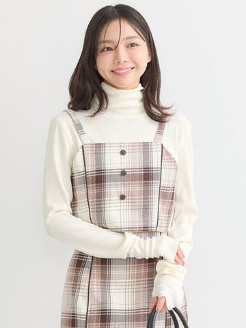 格紋圖案後鬆緊排扣馬甲背心(1L44L0X0100) - earth music&ecology