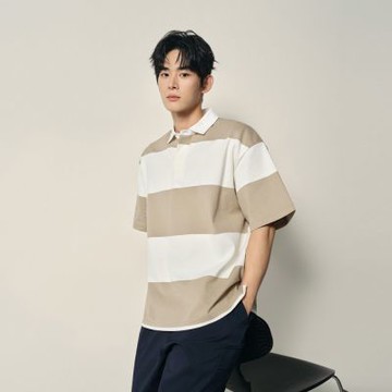GIORDANO 韓系選品 男裝純棉條紋寬鬆短袖POLO衫【雙色任選】