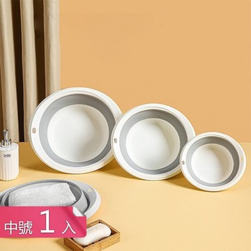 【荷生活】便攜式可折疊懸掛TPR伸縮臉盆 大容量耐高溫面盆泡腳盆-中號1入組