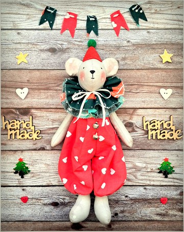 聖誕熊布藝玩具、破舊風格玩具、復古風格玩具熊、絨毛玩具