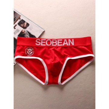 日系文藝徽標款男士內褲全棉運動低腰性感男三角褲純棉內褲底褲頭