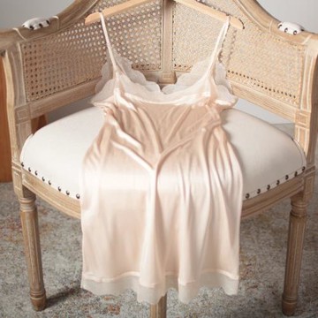 桑蠶絲粘纖  透氣柔軟吊帶裙 睡裙 居家打底裙 女士睡衣 蕾絲花邊