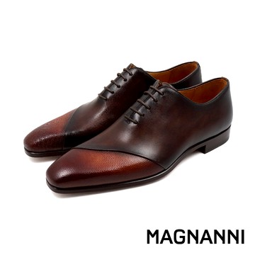 【MAGNANNI】西班牙手染質感拼接造型牛津鞋 摩卡棕 (23869B-MAR)