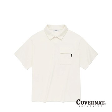 [COVERNAT]  寬鬆版型翻領短袖T恤（白色） [G8]