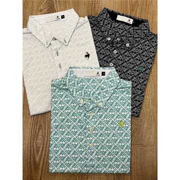 出口日韓LE高爾夫男裝短袖T恤時尚運動彈力細珠地透氣速干球衣