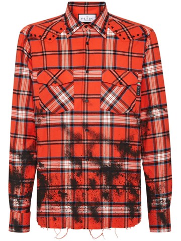 Philipp Plein - Gothic Plein tartan-print shirt - men - Cotton - S - Black