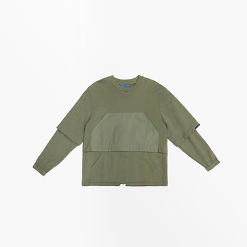 雙層視覺口袋上衣-墨綠