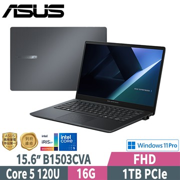 ASUS B1503CVA-0191A120U (Intel Core 5 120U/16GB/1TB PCIe/W11P/15.6)