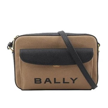 【BALLY】Bar Daniel 帆布及皮革口袋斜背包(沙色/黑色)