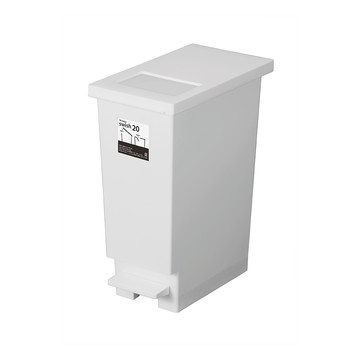 TONBO UNEED系列推蓋踩踏雙用型垃圾桶-純色系20L白色