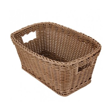 奧可利霧紋手工編織提把置物籃S 斜邊卡其