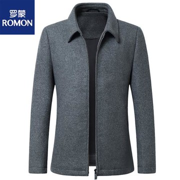 羅蒙毛呢夾克男士春秋翻領商務休閑羊毛外套中年爸爸裝薄款夾克外