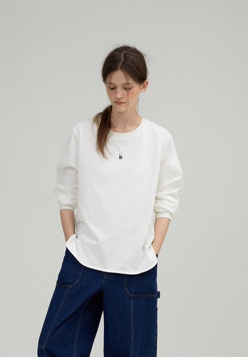 挪威圖書館 弧形下擺襯衫袖上衣