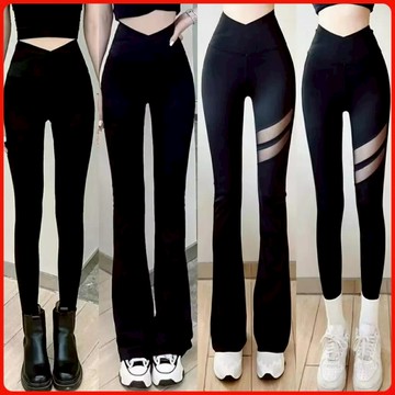 卡卡新品 JUST CC 交叉腰薄款喇叭褲 收腰提臀 高腰顯瘦 微喇鯊魚褲 芭比褲 瑜伽褲 收復褲 健身褲 緊身褲