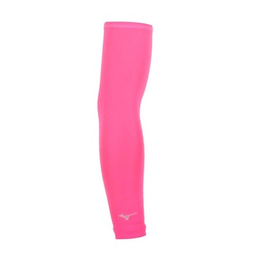MIZUNO 袖套-台灣製 吸濕排汗 抗UV 防曬 慢跑 單車 反光 美津濃 32TYAG0465 螢光粉銀
