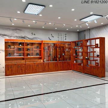 珠寶櫃 展示櫃 展示架 陳列櫃 免運 速發 開立發票 實木珠寶展示櫃玉器蜜蠟玻璃櫃古董店陳列櫃中式復古飾品首飾櫃臺