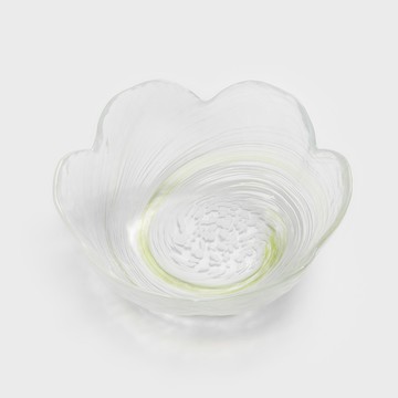 【WAGA】 津輕 日製手作 14cm 片花玻璃碗│翠綠│單品