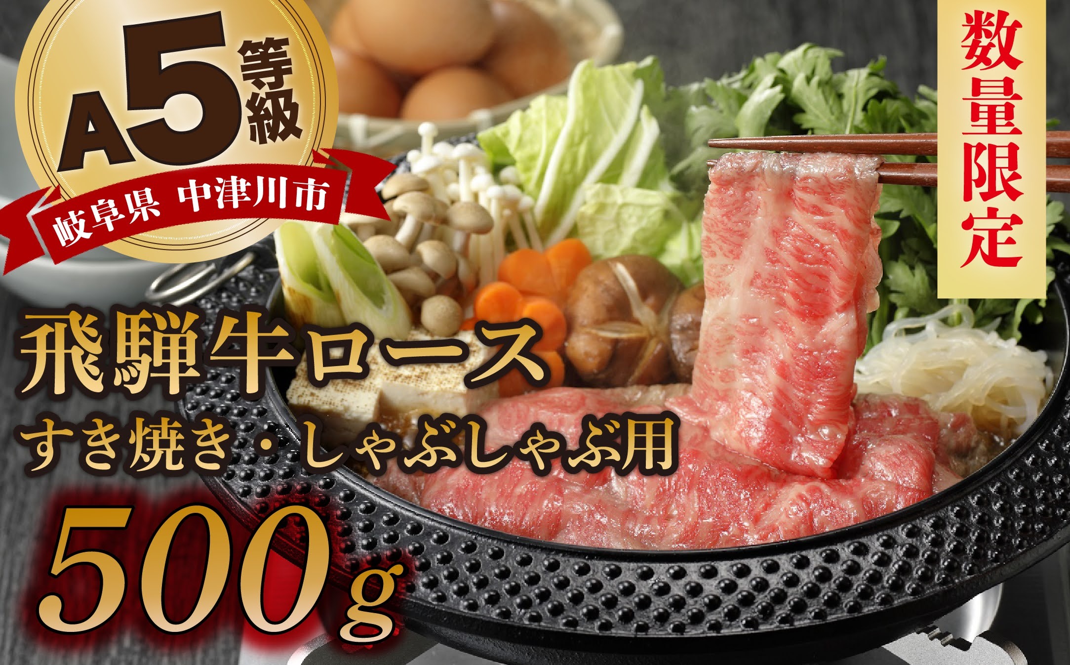 「飛騨牛」A5等級ロース 500g すき焼き しゃぶしゃぶ 28-008