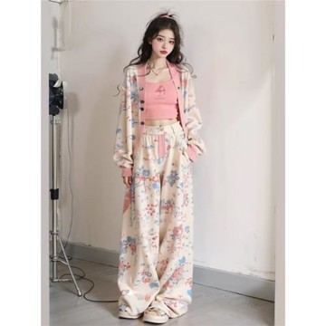 小香風時尚套裝女秋季新款高級感俏皮活潑休閑開衫闊腿褲兩件套潮