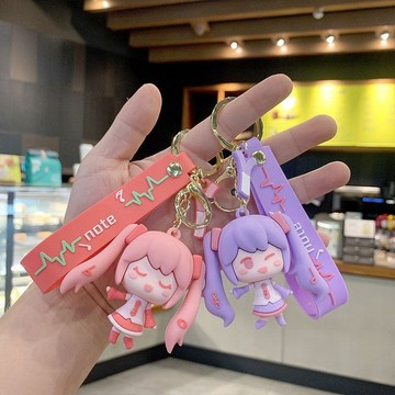 初音未來週邊硅膠鑰匙鏈汽車書包公仔鑰匙掛件包包掛飾動漫鑰匙扣
