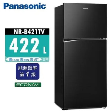 Panasonic 國際牌 422公升 一級能效雙門變頻電冰箱 NR-B421TV 晶漾黑/晶漾銀