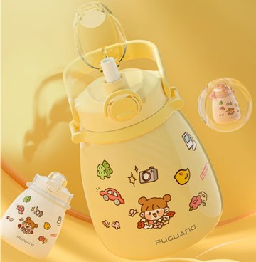 高顏值水壺吸管便攜大容量保溫杯 1000ml帶吸管網紅大肚子 水杯高顏值可愛學生專用杯子