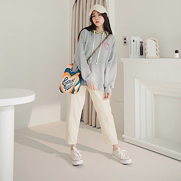 棉質素色腰頭造型後鬆緊哈倫褲-OB大尺碼