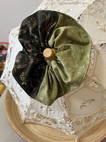 綠花園/雙色大腸圈髮束/日本印花布