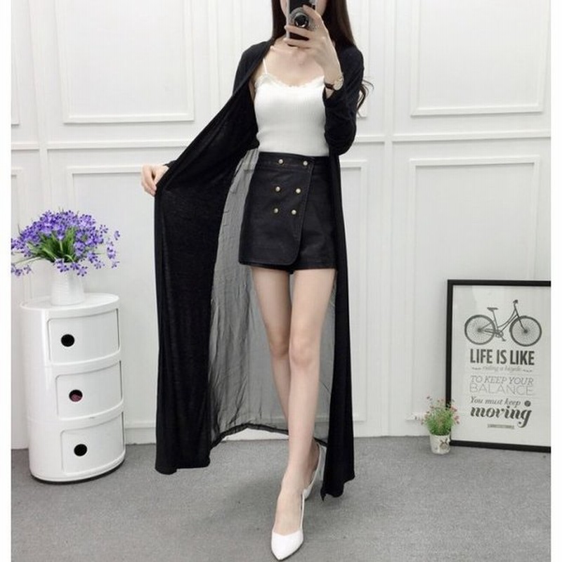 シースルー カーディガン レディース ロング マキシ丈 春夏 薄手 シアーカーディガン 長袖 超ロングカーディガン シンプル 黒 白 カジュアル おしゃれ 通販 Lineポイント最大0 5 Get Lineショッピング