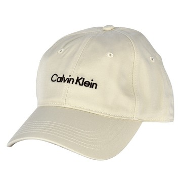 Calvin Klein CK刺繡字母棉質斜紋棒球帽(米白)103157｜GoBrand購名牌