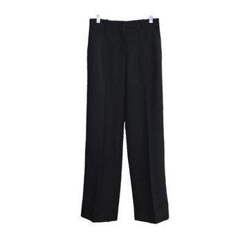 Helmut Lang 極簡主義秋冬厚款黑色羊毛腰圍可調休閑闊腿褲 2/4碼