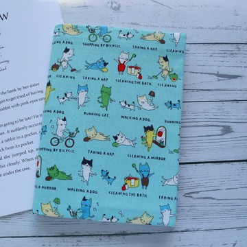 【貓咪日常】有兩色 書衣 書套 書皮 可調式書衣 手工布書衣