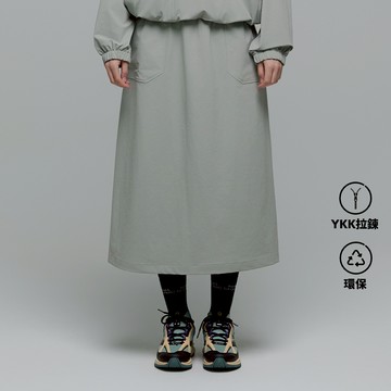 女裝 ARCHELON 平織彈力褲腰休閒長裙 - 青綠色