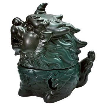 財神小舖 祥瑞麒麟手工香爐 TCL-6013-2  灰綠色  1個