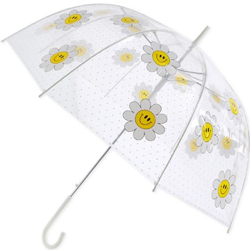 JINYSTAR 雛菊圓點圓頂POE透明長傘 LUJSU80004  透明