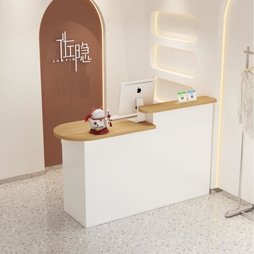 服裝店收銀臺小型吧臺圓弧接待臺轉角臺鞋店美容院前臺簡約ins風 雙11全館免運