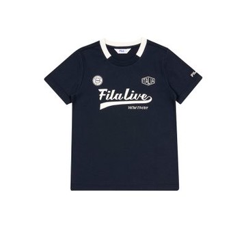 FILA KIDS 童短袖圓領T恤-丈青 1TEA-4405-NV